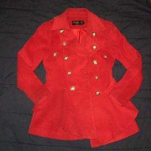 Red multi buttoned wool coat